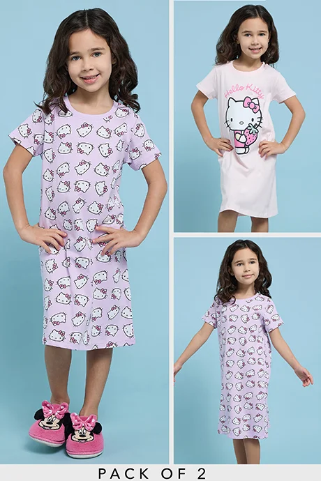 R&B 2 Pack Hello Kitty Nightdresses