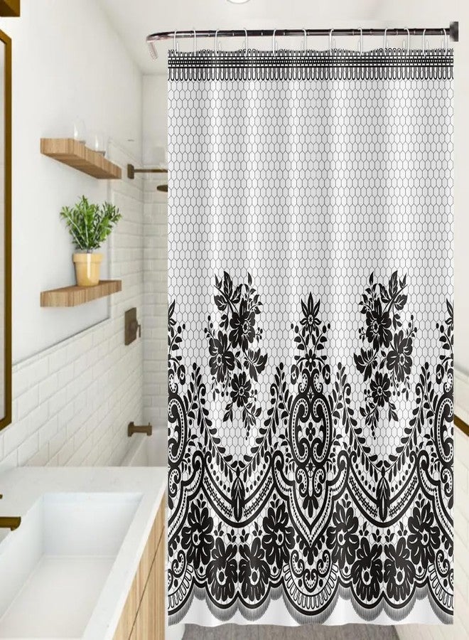 Umpoo Black Damask Shower Curtains Baroque Elegant Luxury Geometric Texture Gothic Bathroom Decorative Shower Curtain Sets with Hooks Polyester Fabric, 72 x 72 Inch - Image 3