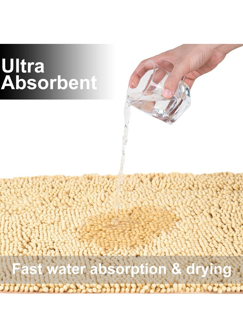 TYCOM Tycom Bathroom Rugs Bath Mat Non Slip Fluffy Soft Plush Microfiber Shower Carpet Rug Washable Non-Slip Carpet Mat for Bathroom Floor 50 By 80 CM Long Berige.  - Image 3