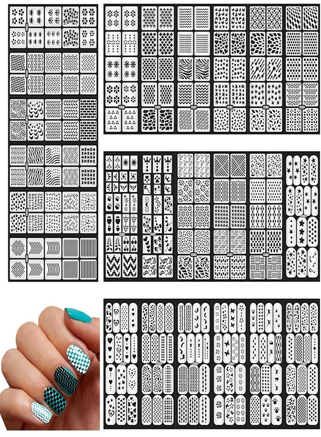 Furimuk Nail Stencils for Nail Art Reusable, Nail Vinyl Stencils Sticker French Tip Nail Decals Hollow DIY Manicure Decoration Decals Supplies（24 Sheets） - Image 2