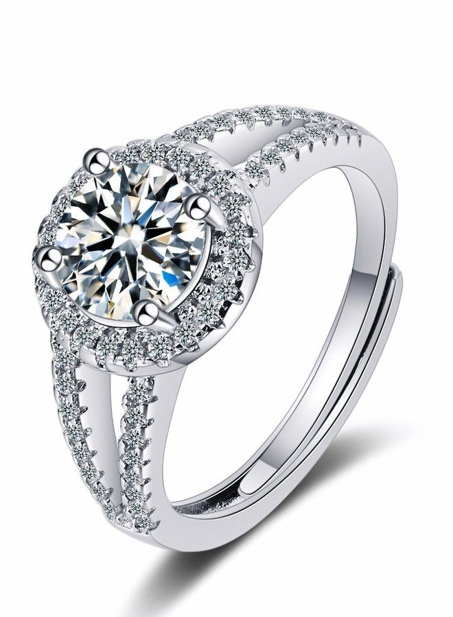 بريتاي خاتم نسائي قابل للتعديل، بخاتم مفتوح وزركونيا مفرد، مضاد للحساسية للزفاف والحفلات والاستخدام اليومي هدية للزوجة والفتيات والسيدات - Image 3