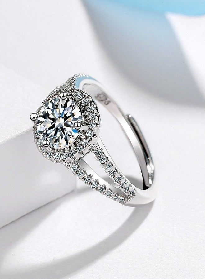 بريتاي خاتم نسائي قابل للتعديل، بخاتم مفتوح وزركونيا مفرد، مضاد للحساسية للزفاف والحفلات والاستخدام اليومي هدية للزوجة والفتيات والسيدات - Image 4