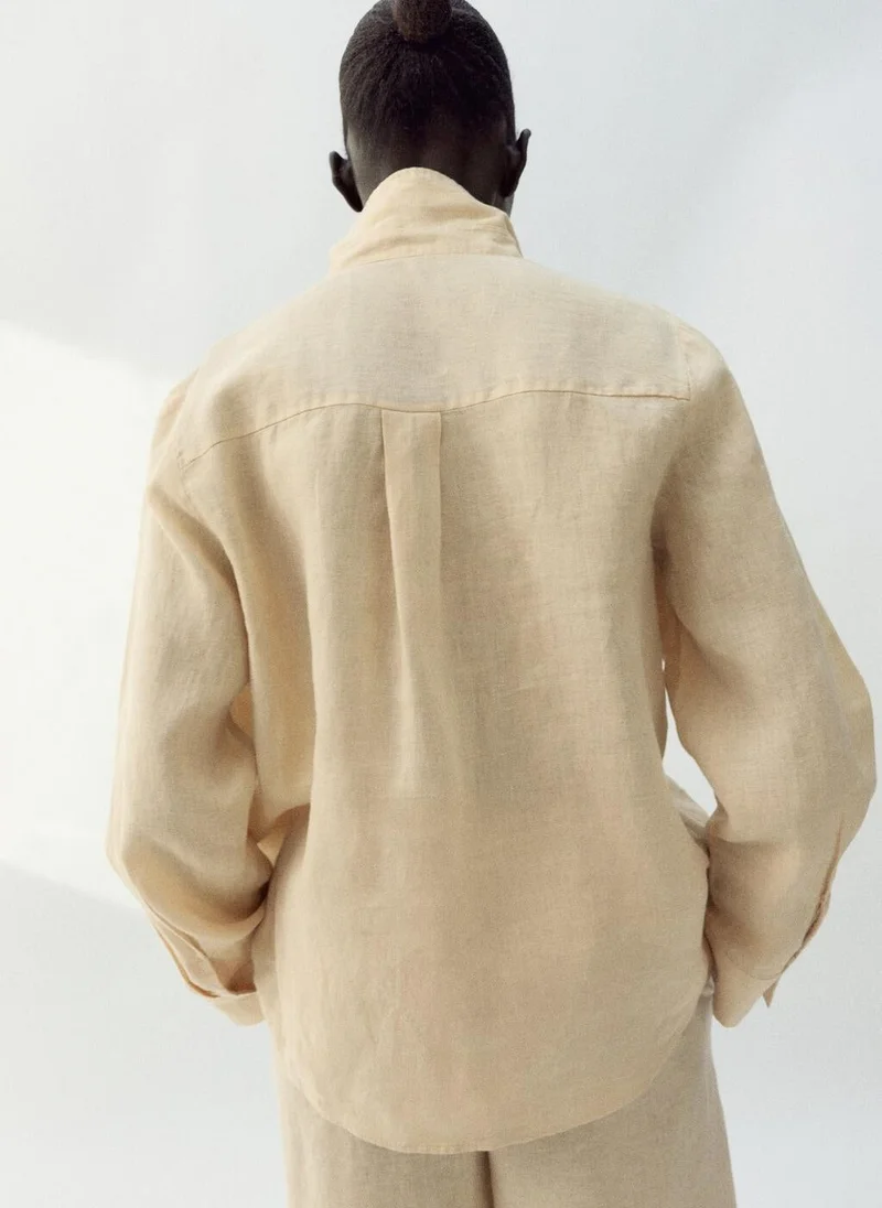 MANGO Pocket linen shirt