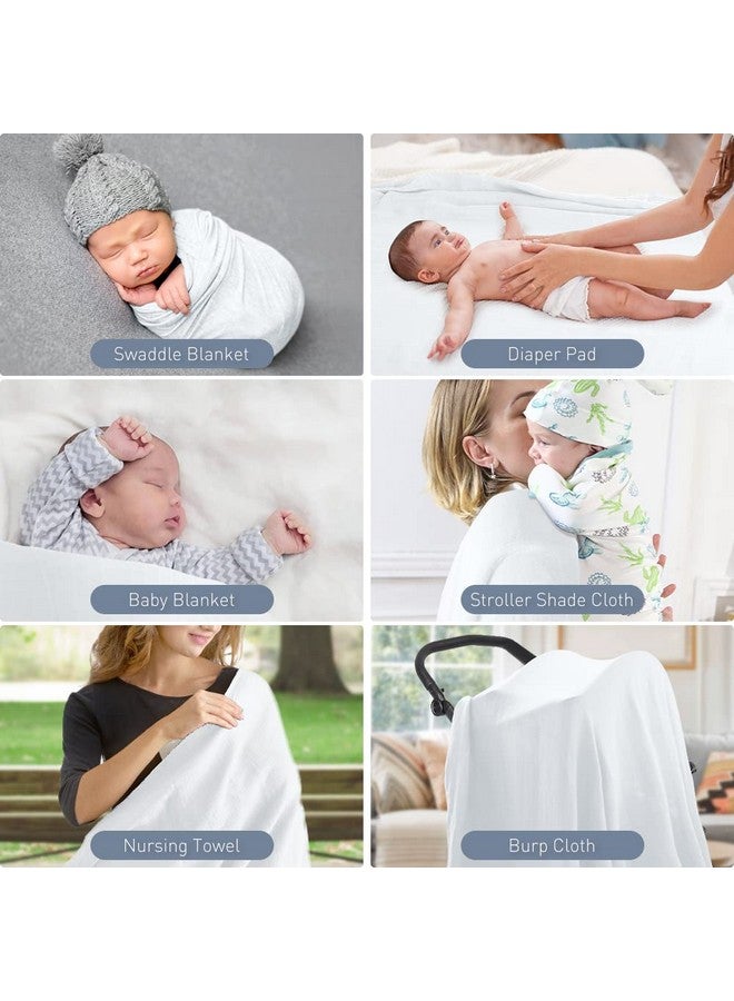 Knirose Newborn Baby Swaddle Blanket Unisex Swaddle Wrap Soft Silky Muslin Swaddle Blankets Neutral Receiving Blanket for Newborn Boys and Girls Large 47 x 47 inches(120x120cm) (White) - Image 3