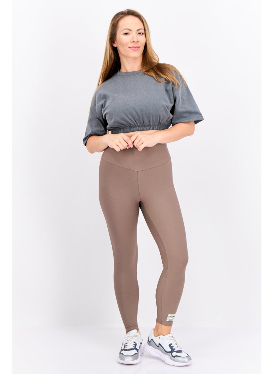 The Giving Movement - Women Crew Neck Short Sleeve Plain Top, Dark Grey - Image 1