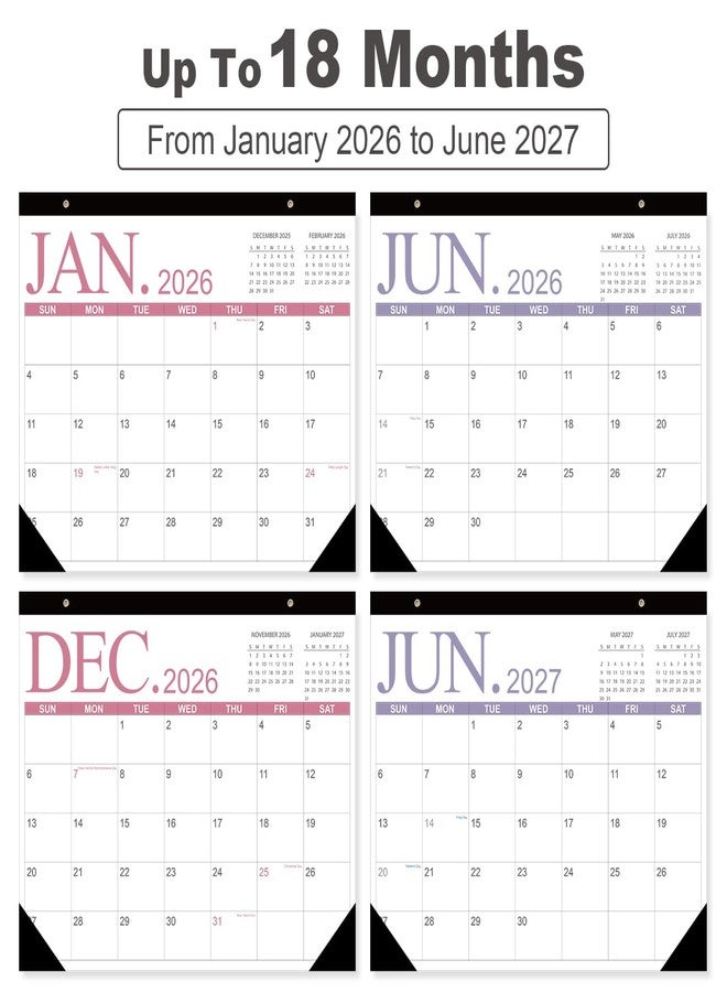 Tuun Fuplan Calendar 2026-2027 - Desk Calendar from December 2025 to June 2027, 2026-2027 Desk Calendar with Holiday Marked, Premium Paper for Organizing, 11'' x 14'',Four Color - Image 3