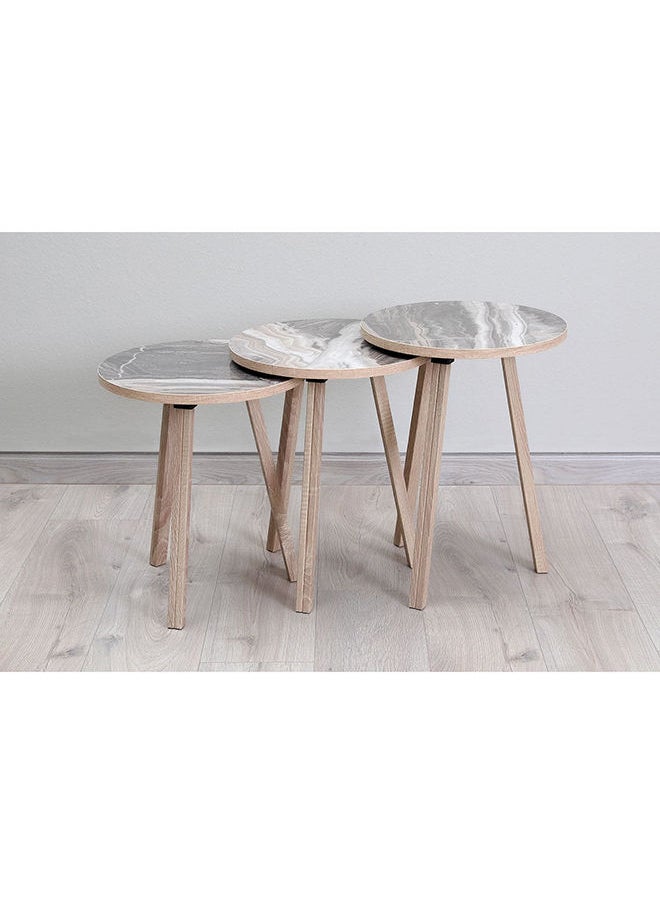 Pan Home - Marnus Nest Of Tables Set Of 3 Grey/Natural - Image 1