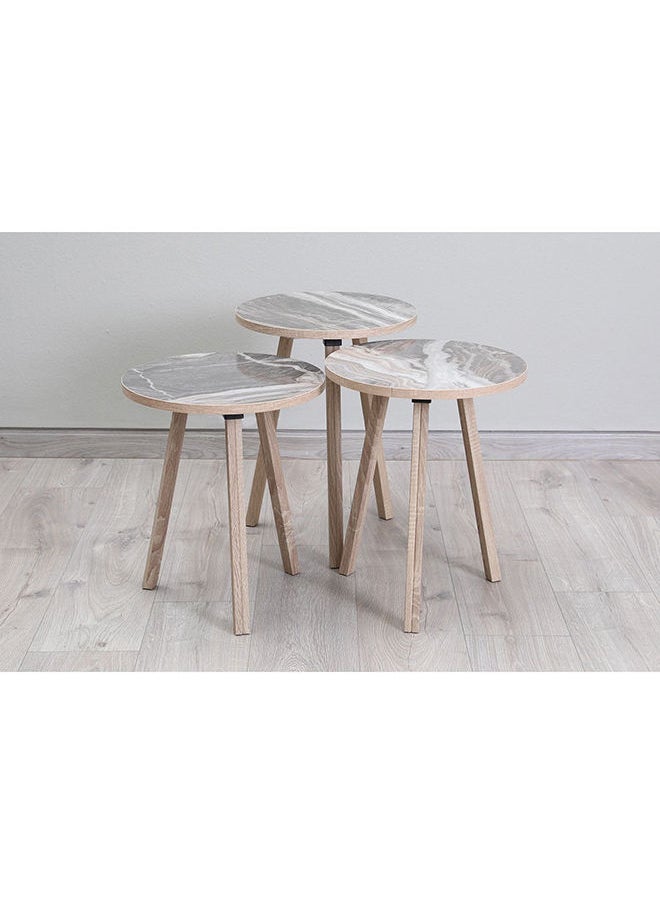Pan Home - Marnus Nest Of Tables Set Of 3 Grey/Natural - Image 1