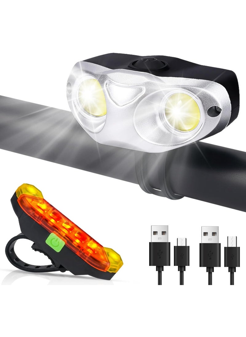Xoopla Bike Lights Front and Back Light Set, USB Rechargeable bike accessory, 600 Lumens, IPX4 Waterproof Rated Durable, Easy to Install, Bicycle Accessories for Night Riding & Emergency use  - Image 1