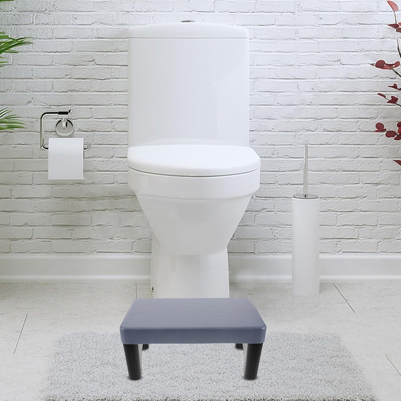 Non-Slip Bathroom Step Stool Footrest for Adults with Blue Surface and Black Legs Suitable for Potty Training - Image 4