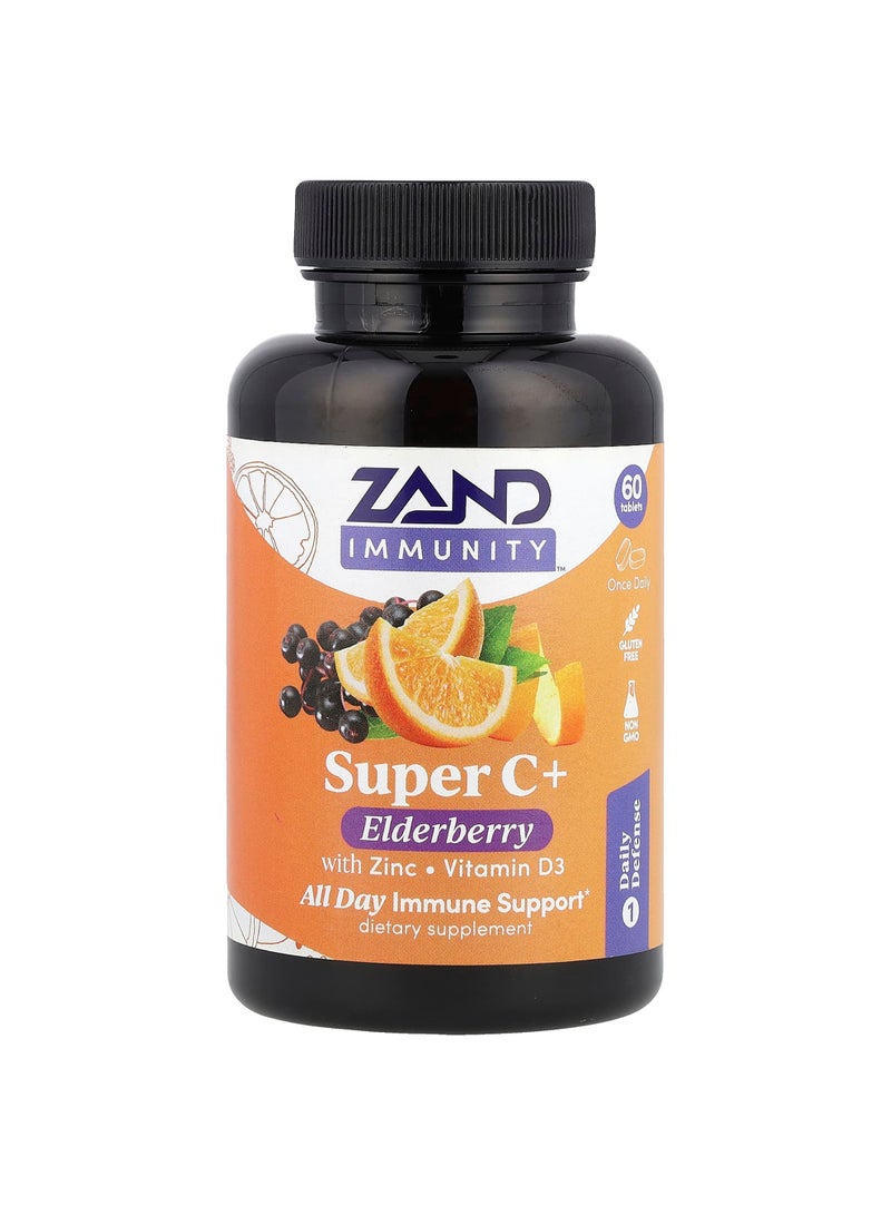 Immunity, Super C+ Elderberry with Zinc, Vitamin D3, 60 Tablets