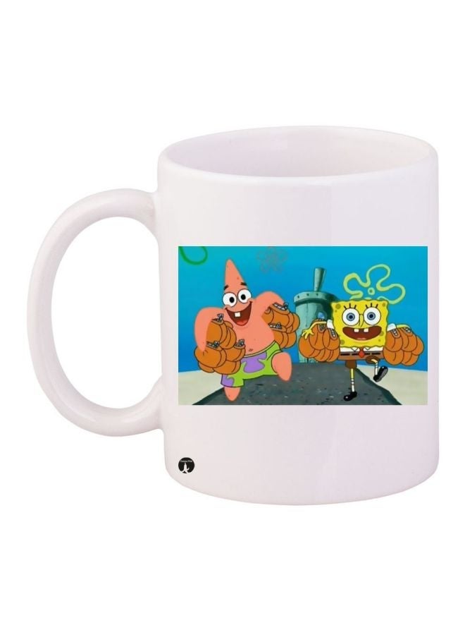 RYN SpongeBob SquarePants Printed Coffee Mug White/Blue/Yellow 11ounce