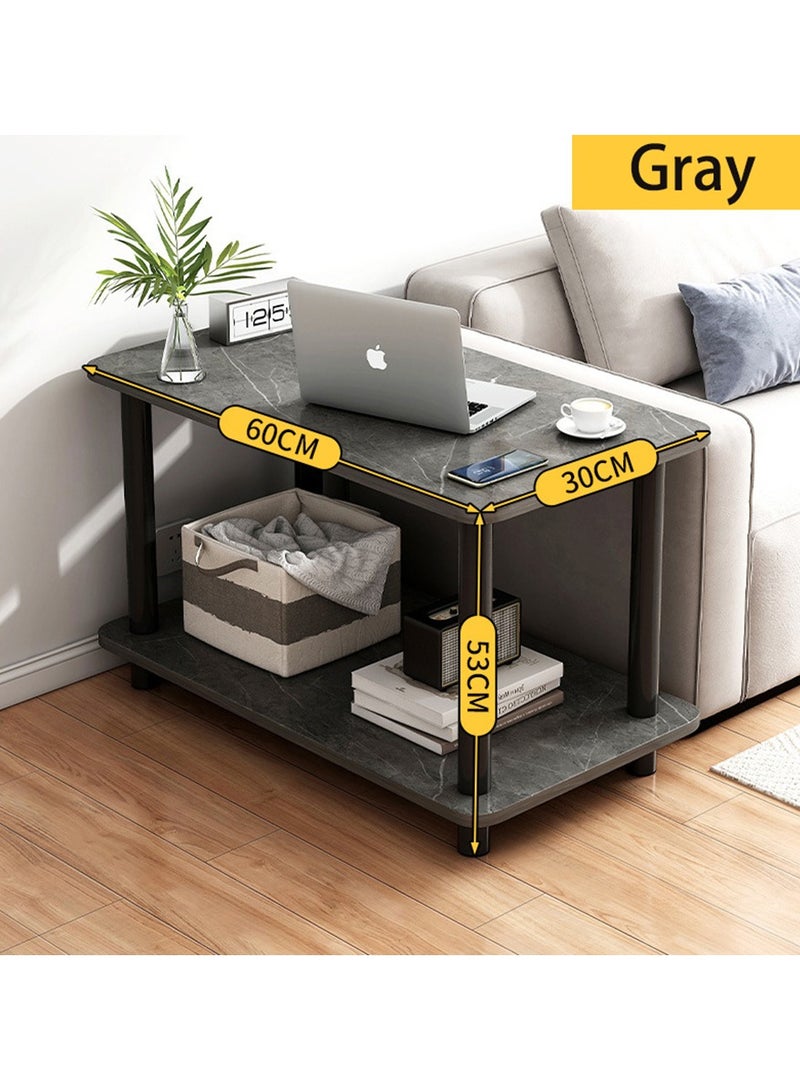 VUCATIN طاولة جانبية لغرفة المعيشة من طبقتين، طاولة جانبية بوهو مع رف تخزين، طاولة بجانب السرير، طاولة أريكة للمساحات الصغيرة، غرفة النوم، غرفة المعيشة، المدخل، المزرعة، سهلة التجميع - Image 4