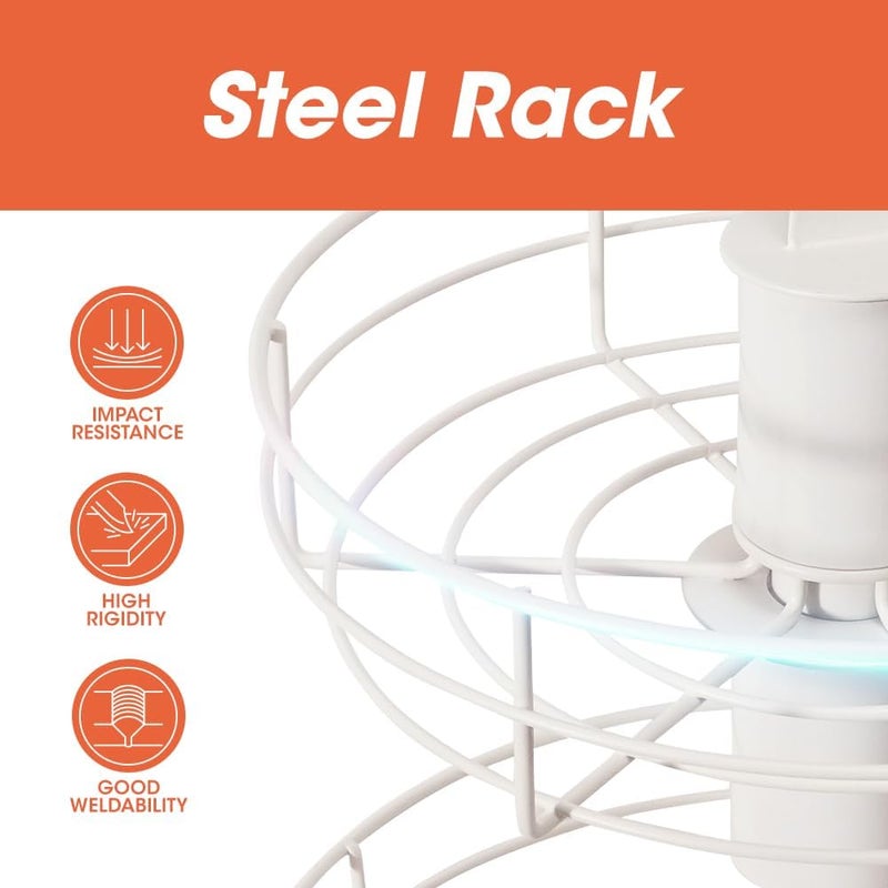 J JACKCUBE DESIGN 2Tier Rotating Fruit Basket for Kitchen Counter Fruit Vegetable Basket with Banana Hook Holder White  MK1313B - Image 4