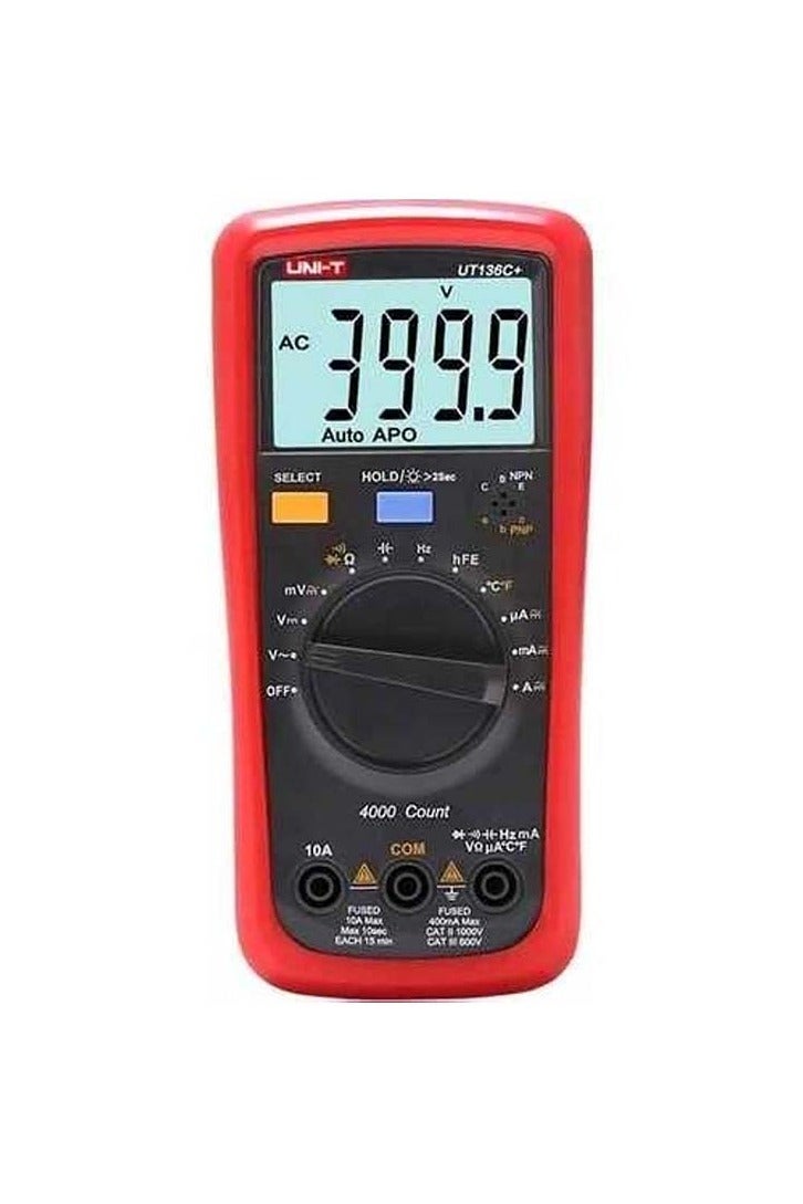 UniT UNI-T UT136C+ Multimeter Digital multimeter Tester AC DC Voltmeter Ammeter Ohm capacitance HFE Diode/Transistor Tester - Image 1