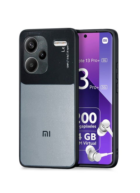 غطاء حماية من السيليكون السائل مع شفاه سميرا مرتفعة لهاتف Xiaomi Redmi Note 13 Pro+ / Redmi Note 13 Pro Plus 5G 2023 أسود/رمادي