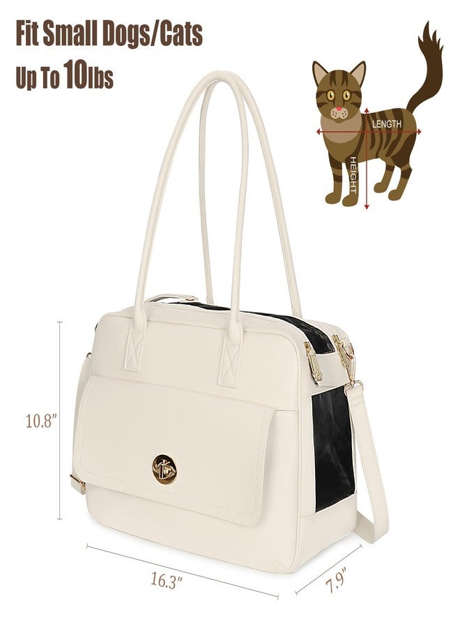 Minsong Pet Carrier Dog Purse Carrier Soft-Sided Carriers for Puppy Cat, Stylish Leather Handbag Travel Pet Bag for Small Dogs Cats, TSA Airline Approved - Image 2
