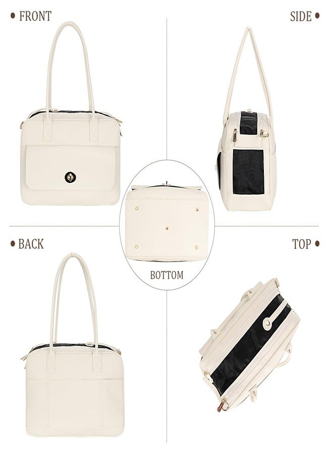 Minsong Pet Carrier Dog Purse Carrier Soft-Sided Carriers for Puppy Cat, Stylish Leather Handbag Travel Pet Bag for Small Dogs Cats, TSA Airline Approved - Image 3