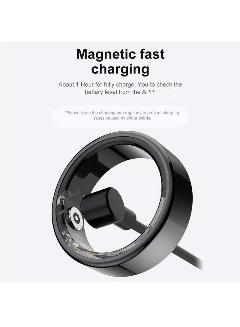 R02 Smart Ring Military Grade Titanium Steel Shell Health Monitoring IP68 & 3ATM Waterproof Multi-sport Modes (Deep Grey, 18.9mm) - Image 5