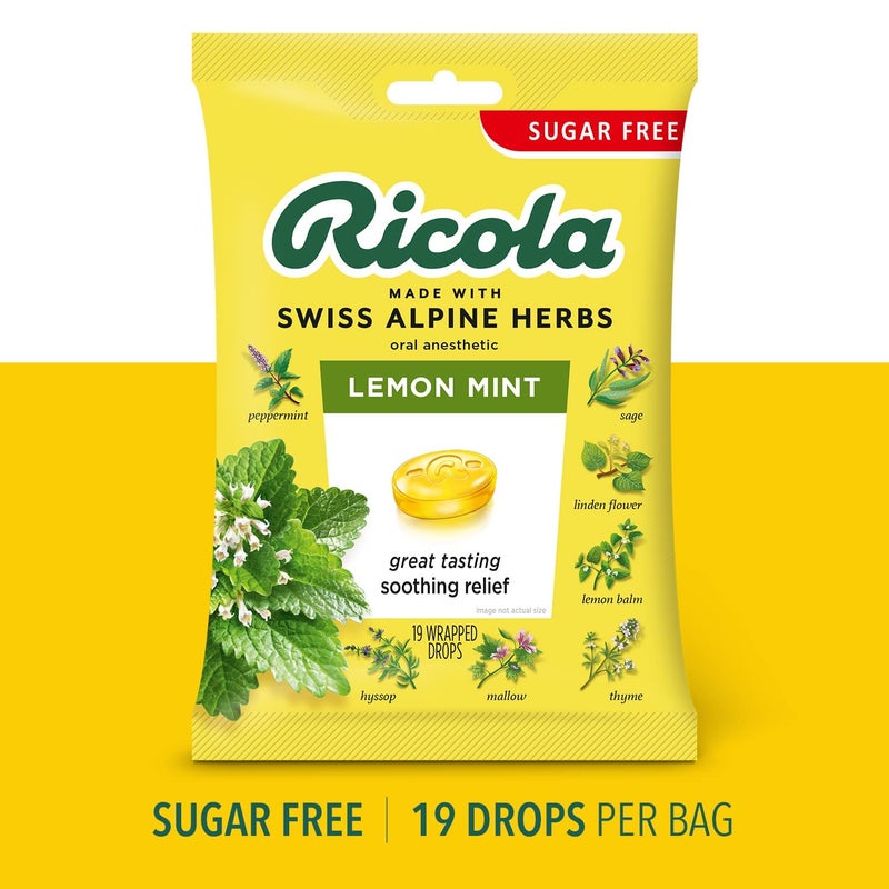 Ricola Sugar Free Herb Throat Drops Lemon Mint 19 Each (Pack of 2) - Image 2