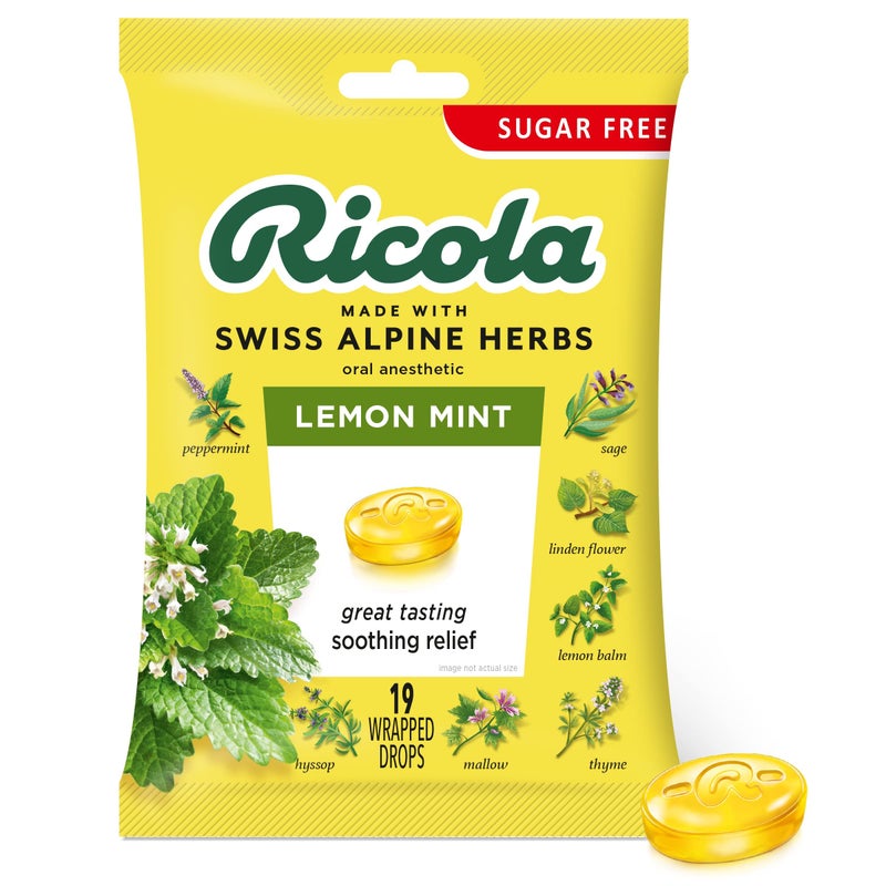 Ricola Sugar Free Herb Throat Drops Lemon Mint 19 Each (Pack of 2) - Image 1