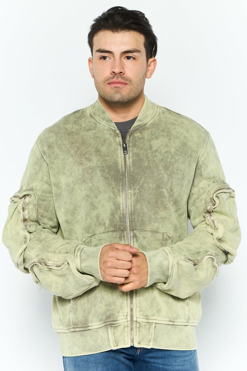 DIESEL Men Washed Jacket Shirt, Light Green - Image 1