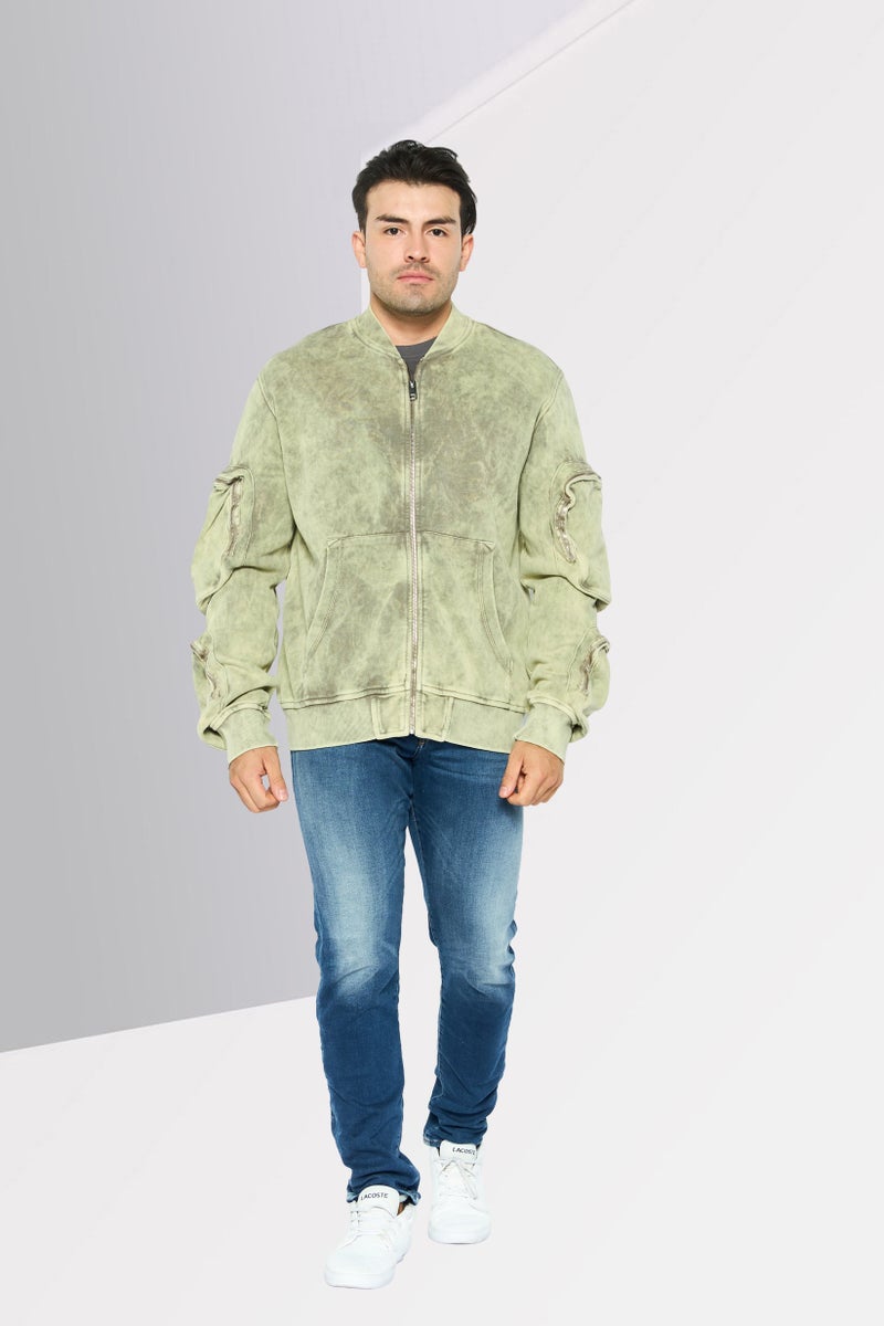 DIESEL Men Washed Jacket Shirt, Light Green - Image 2