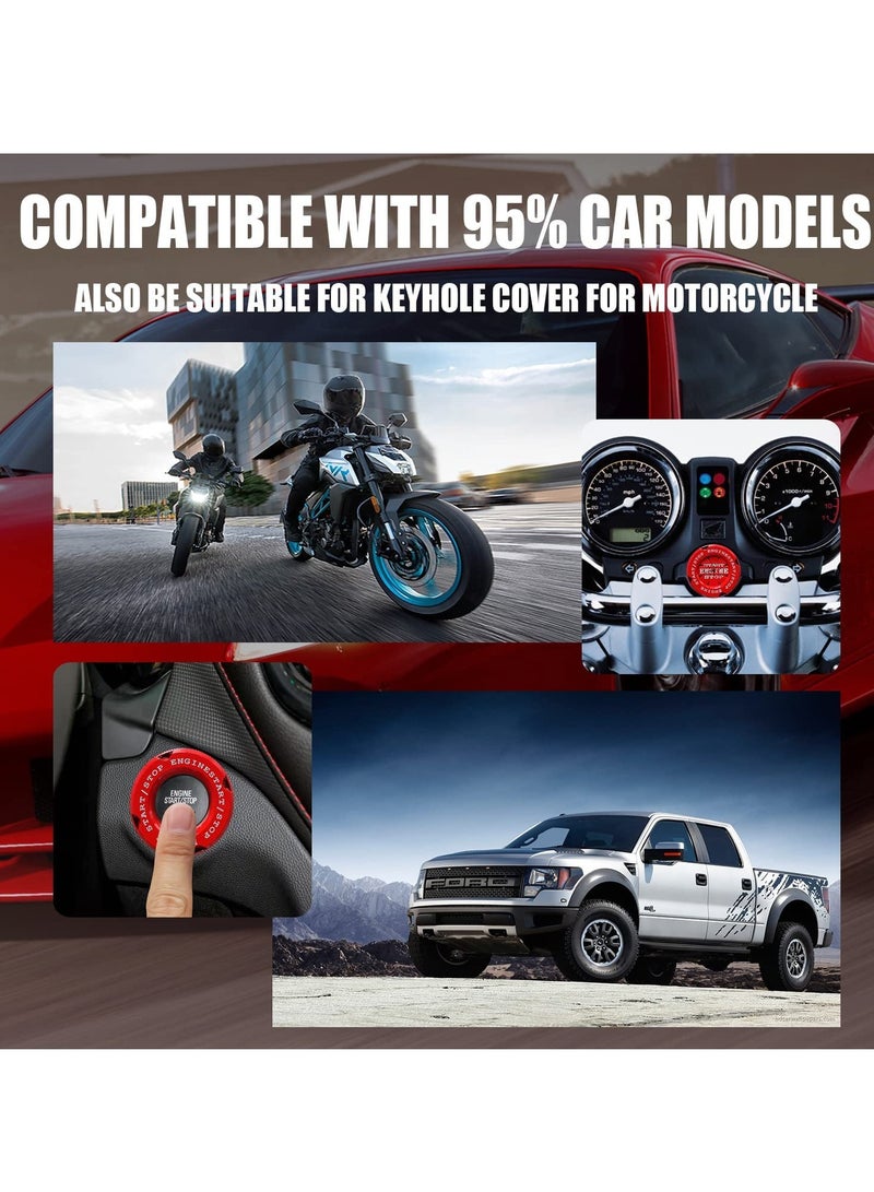 SYOSI Push to Start Button Cover Car Engine Stop and Some Motorcycle Universal Red - Image 3