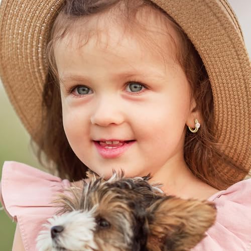 MILACOLATO 925 Sterling Silver Small Hoop Earrings Toddler 18K Gold Plated Daisy Earrings Pink FLower Huggie Hoop Earrings for Women Hypoallergenic Earrings for Sensitive Ears - Image 3