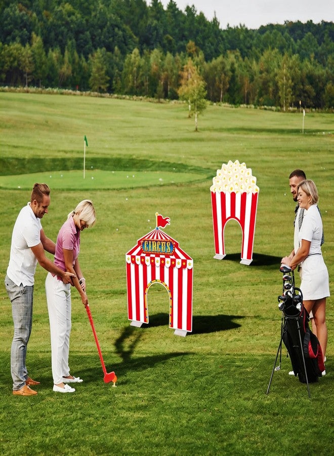 Oitnlaughter 19 PCS Carnival Party Mini Golf Game Set Circus Tent Popcorn Game Set Include Clubs Balls Carnival Themed Obstacles for Groups Circus Birthday Golf Gaming Indoor Family Party Decoration - Image 4