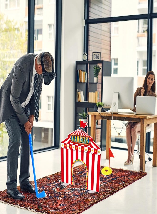 Oitnlaughter 19 PCS Carnival Party Mini Golf Game Set Circus Tent Popcorn Game Set Include Clubs Balls Carnival Themed Obstacles for Groups Circus Birthday Golf Gaming Indoor Family Party Decoration - Image 5