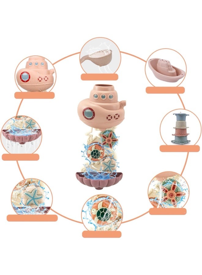 Soofam Baby Bath Toys, 1 Year Old Baby Bath Toy, Baby Bath Games 1 2 3 Years Old Baby Gift for Boys and Girls with Cute Gears and Cups of Marine Animals - Image 2