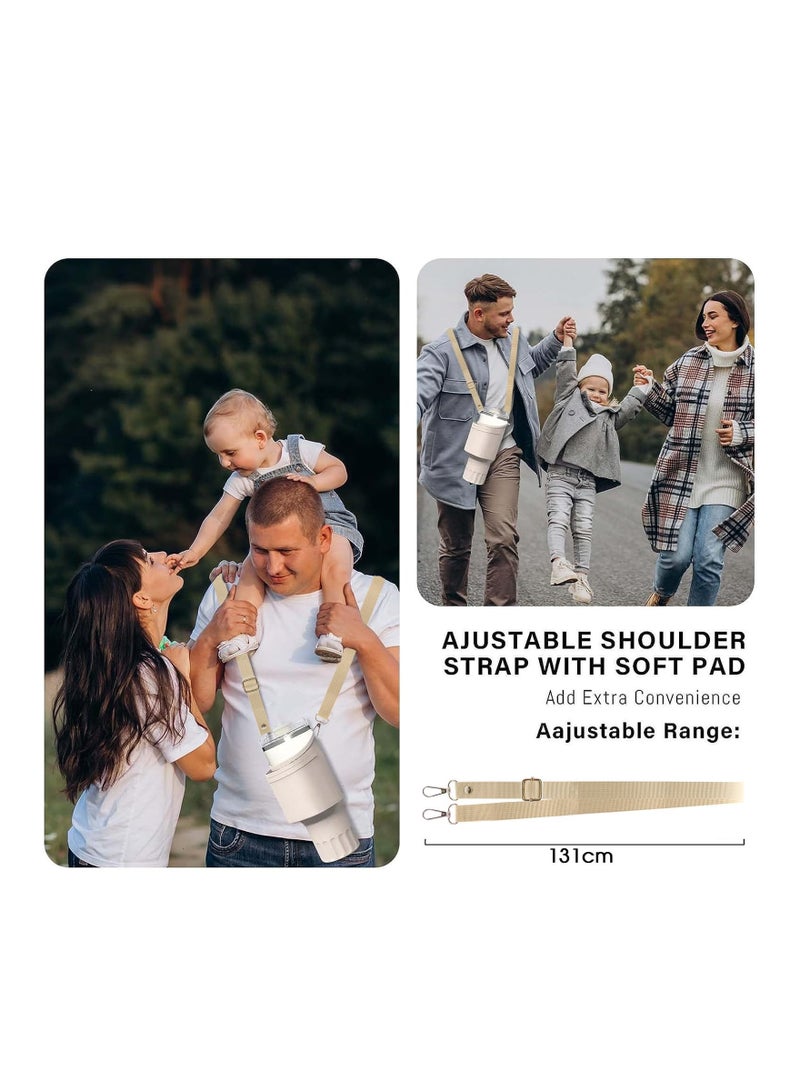 SOLARAE Silicone Water Bottle Bag, Fit for Stanley 40 Oz Tumbler with Handle, Water Bottle Holder with Adjustable Shoulder Strap, Face Straw Cover & Carrier Clip for Hiking Travelling Camping, Running(1Pack) - Image 4