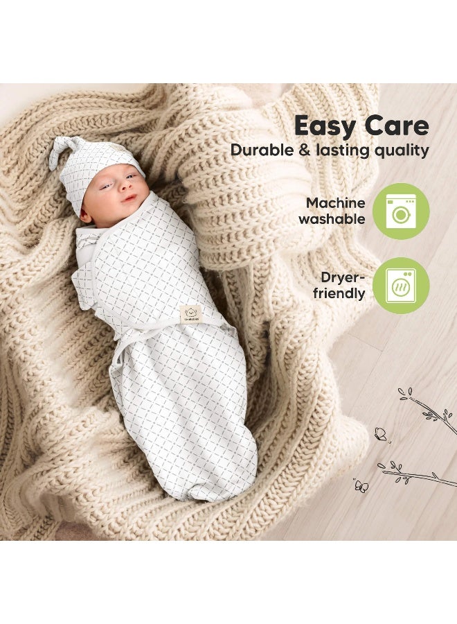 KeaBabies Soothe Swaddle Wraps with Knot Hats 3 Pack, Newborn Set, Bunnies - Image 5