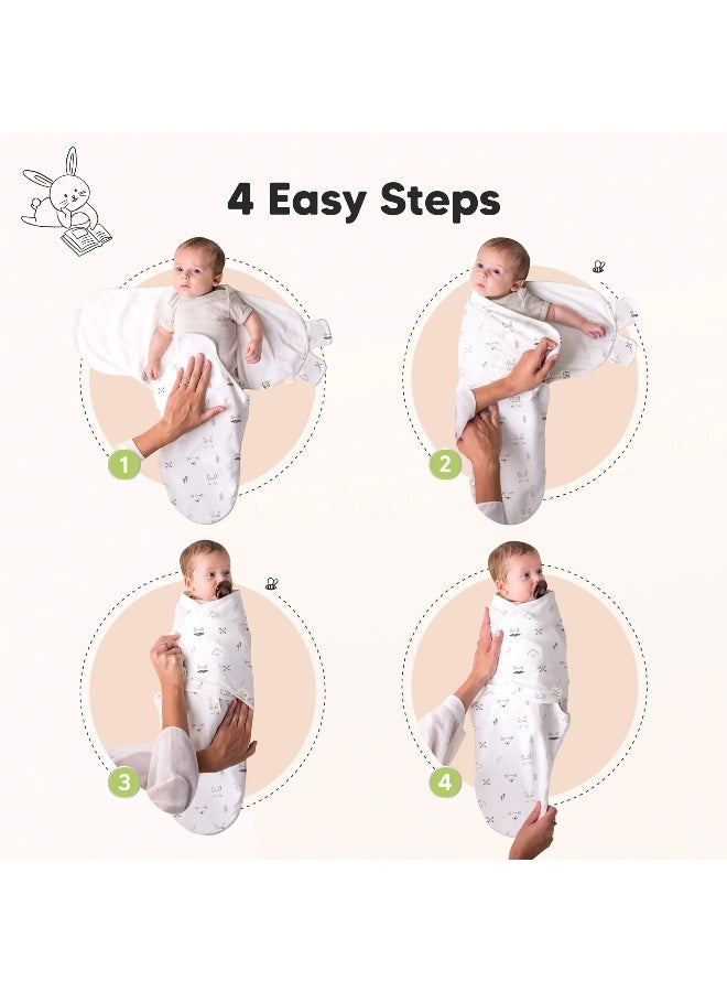 KeaBabies Soothe Swaddle Wraps with Knot Hats 3 Pack, Newborn Set, Bunnies - Image 3