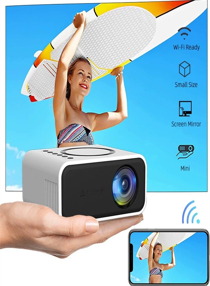 Full HD Support Portable LCD Projector, Home Theater, Mini Projector, Support Wired/Wireless Synchronous Screen - White  - Image 1