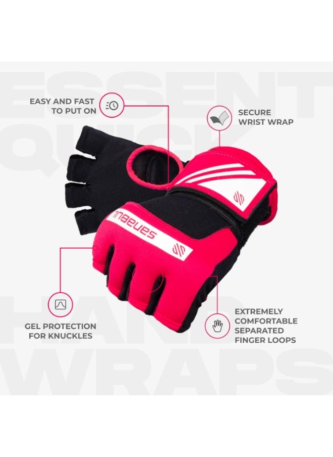 Sanabul  - Gel Hand Wraps for Boxing Gloves | MMA Muay Thai Kick Boxing Quick Wraps for Men & Women | Inner Boxing Hand Wrap for Gloves | Padded Knuckle Wrist Wrap (Pink/White) - Image 1