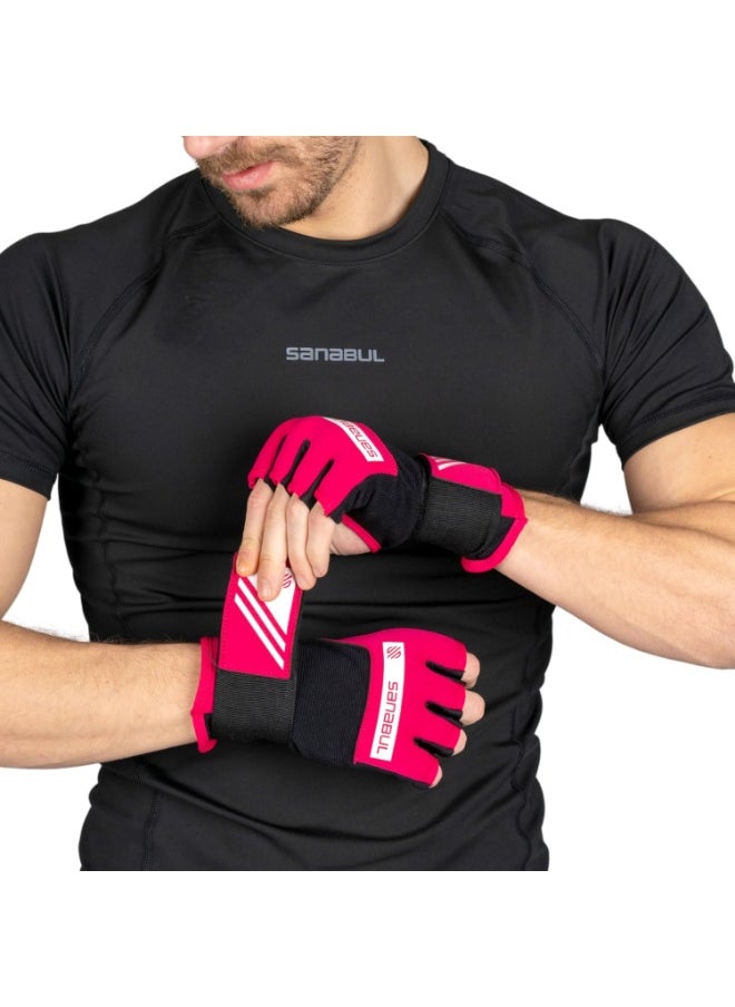 Sanabul  - Gel Hand Wraps for Boxing Gloves | MMA Muay Thai Kick Boxing Quick Wraps for Men & Women | Inner Boxing Hand Wrap for Gloves | Padded Knuckle Wrist Wrap (Pink/White) - Image 1