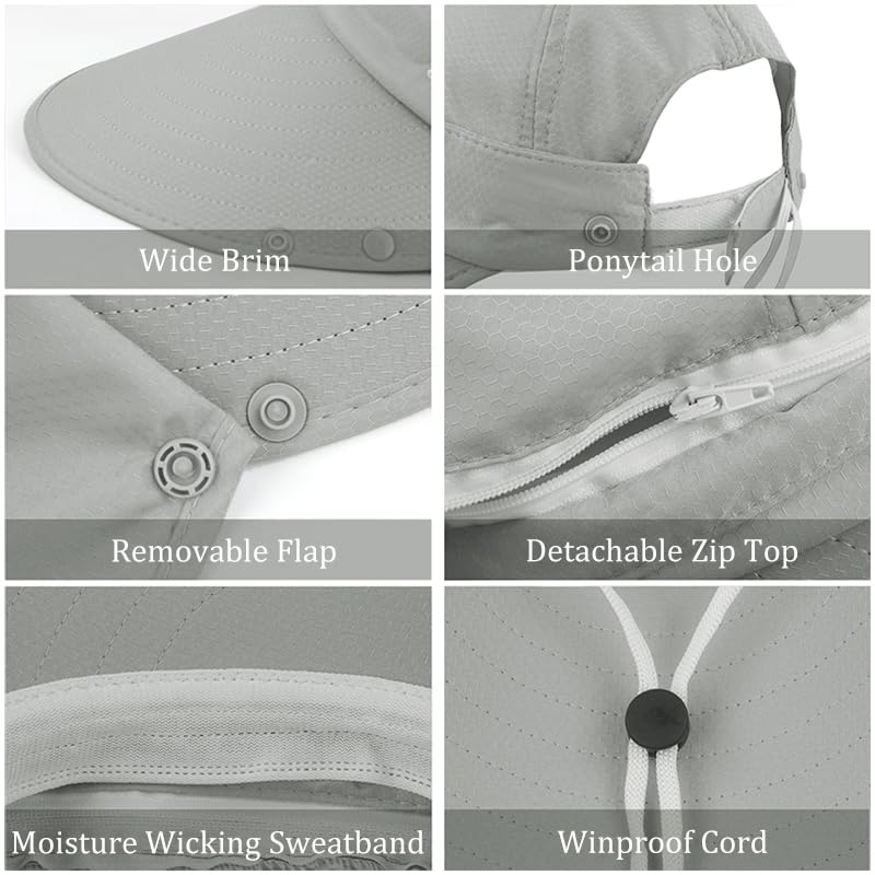 GUSTAVE ® Unisex Summer Hats with Detachable Flaps, Sun Hats for Women, Sun Protection Cap for Women, for Gardening, Beach, Boating, Fishing - Image 3