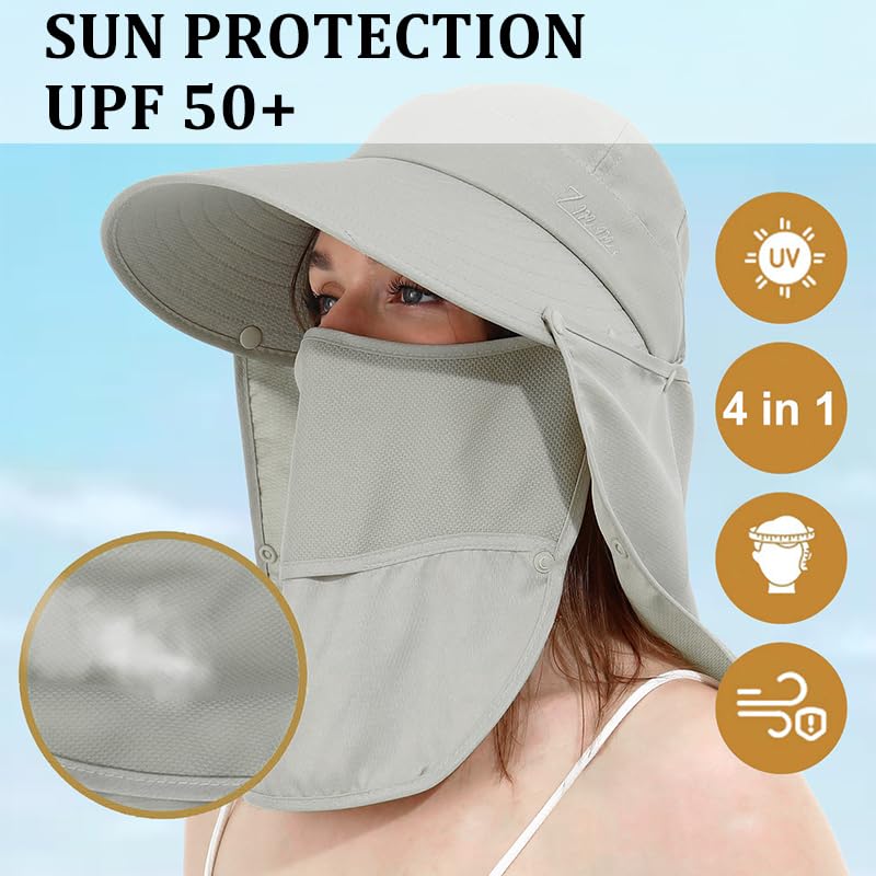 GUSTAVE ® Unisex Summer Hats with Detachable Flaps, Sun Hats for Women, Sun Protection Cap for Women, for Gardening, Beach, Boating, Fishing - Image 5