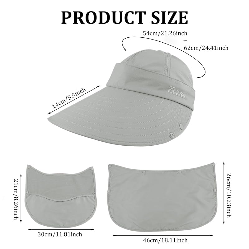 GUSTAVE ® Unisex Summer Hats with Detachable Flaps, Sun Hats for Women, Sun Protection Cap for Women, for Gardening, Beach, Boating, Fishing - Image 2