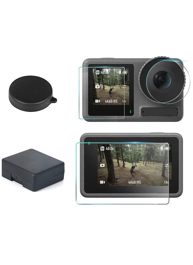O Ozone Tempered Glass Film Screen Protector with Lens Cap Cover and Battery Storage Case | Compatible with DJI OSMO Action 3 Camera Accessories  - Image 1
