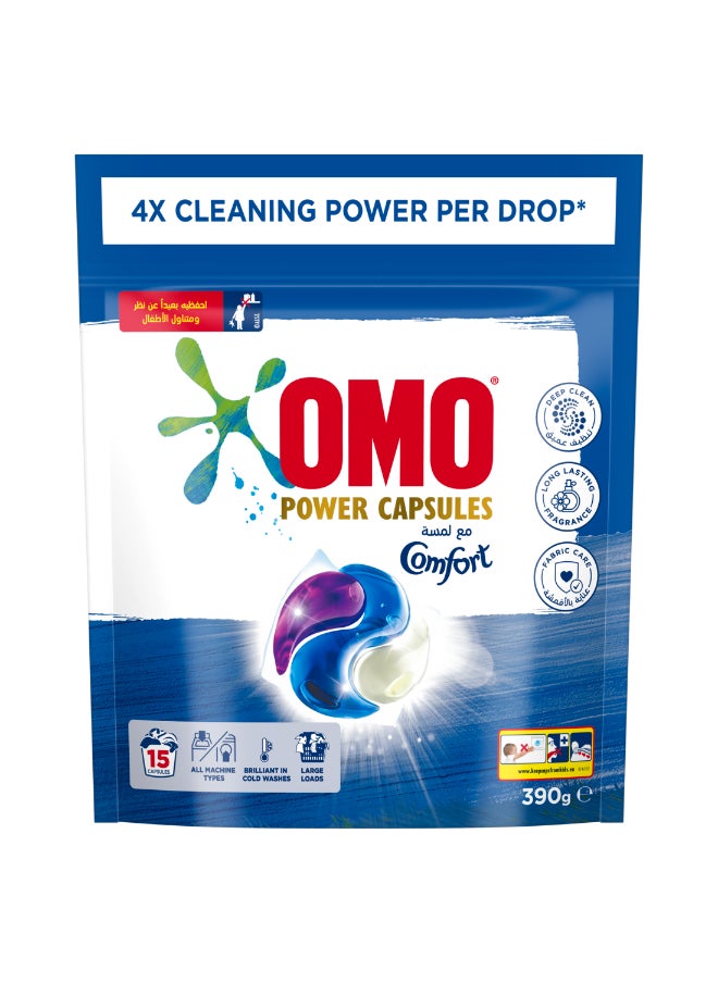 Omo - 3-in-1 Power Capsules With Touch Of Comfort For 4x Cleaning Power 15 Pods - Image 1