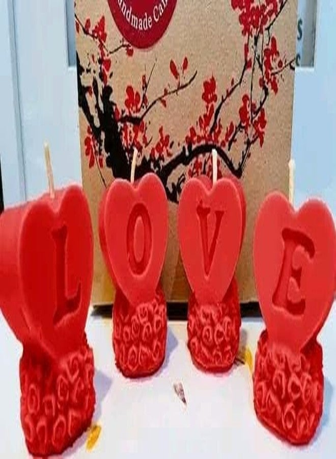 SKP DECOR شموع أنيقة وعطرية من SKP DECOR - شموع شمعية فاخرة مصنوعة يدويًا على شكل قلب لتزيين المنزل والاسترخاء وتقديمها كهدية | شموع فاخرة معطرة وزخرفية (أحمر) - Image 1
