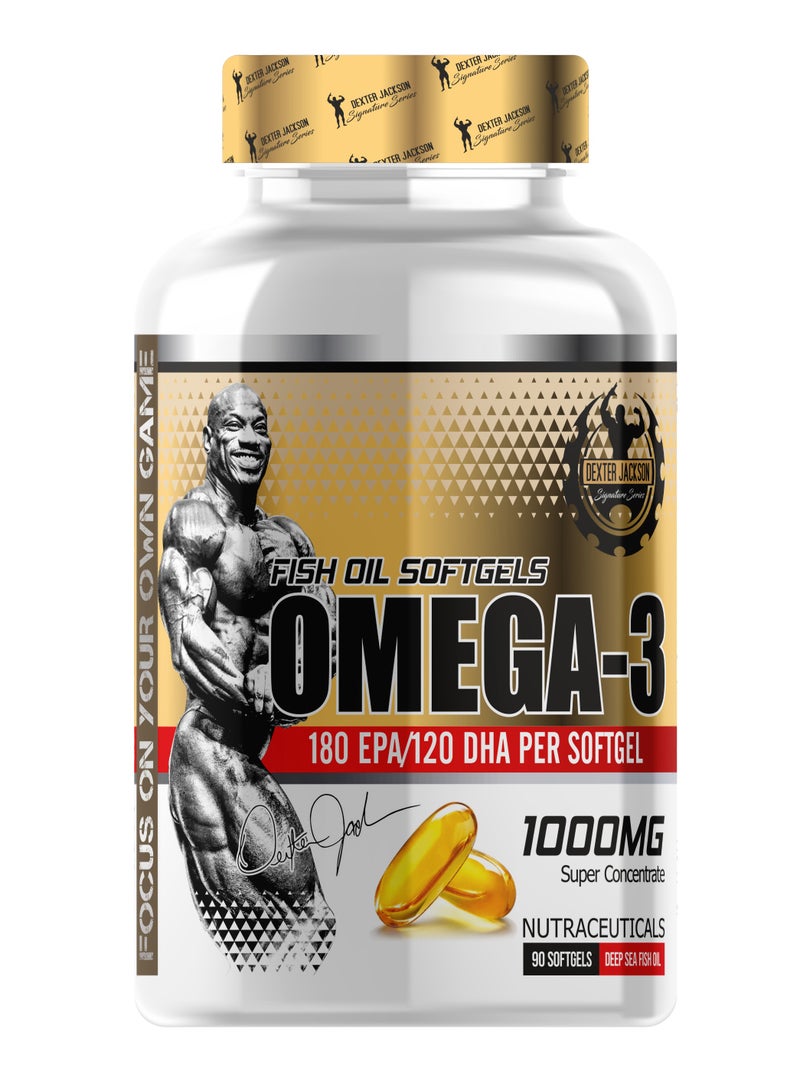 DEXTER JACKSON Dexter Jackson Gold Series Omega 3 – 1000mg Fish Oil with EPA/DHA & Vitamin E – 90 Softgels  - Image 1