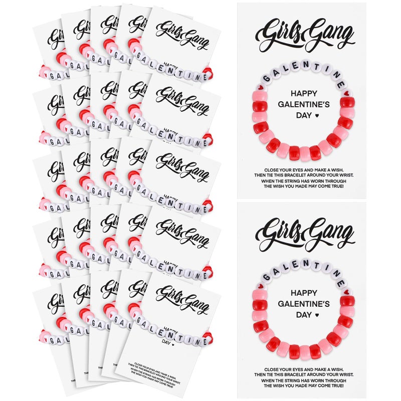Ferreve 20 Sets Galentines Day Gifts Bulk Friendship Bracelets for Women Galentines Party Favor Adjustable Friendship Bracelets with Cards for Sisters Friends Coworkers Bestie - Image 1