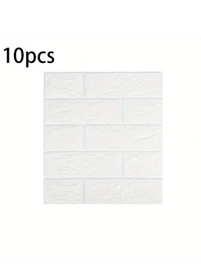 زيمي 10 قطع ملصقات حائط ثلاثية الأبعاد من ورق الحائط الرغوي الناعم، ديكور ورق حائط من الطوب الصناعي لغرفة النوم، مقاوم للماء وذاتي اللصق لغرفة الأعمال والصناعية - Image 1