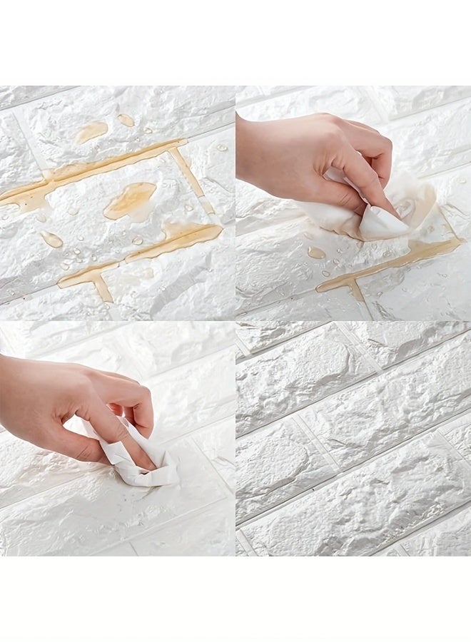 زيمي 10 قطع ملصقات حائط ثلاثية الأبعاد من ورق الحائط الرغوي الناعم، ديكور ورق حائط من الطوب الصناعي لغرفة النوم، مقاوم للماء وذاتي اللصق لغرفة الأعمال والصناعية - Image 2