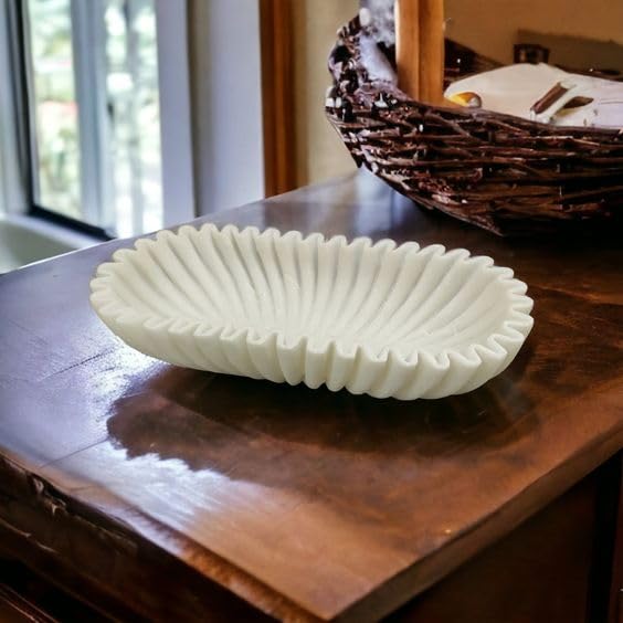 RM صينية رخامية مزخرفة للحمام والمطبخ وخزانة التجميل وصينية المجوهرات وحامل مستحضرات التجميل للشموع والعطور والنباتات الصغيرة وزينة المنزل - Image 1