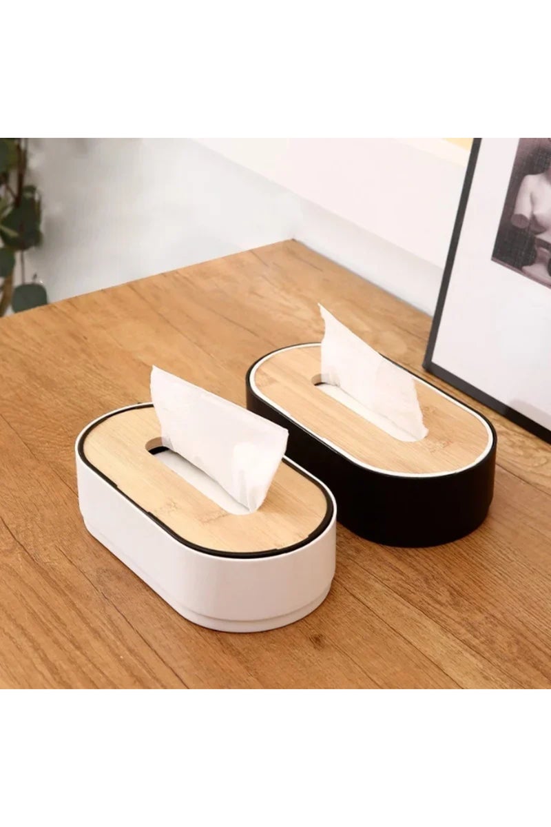 حامل علبة مناديل ورقية أسود بغطاء من الخيزران، علبة ورق تواليت، حامل مناديل، موزع ورق مناديل